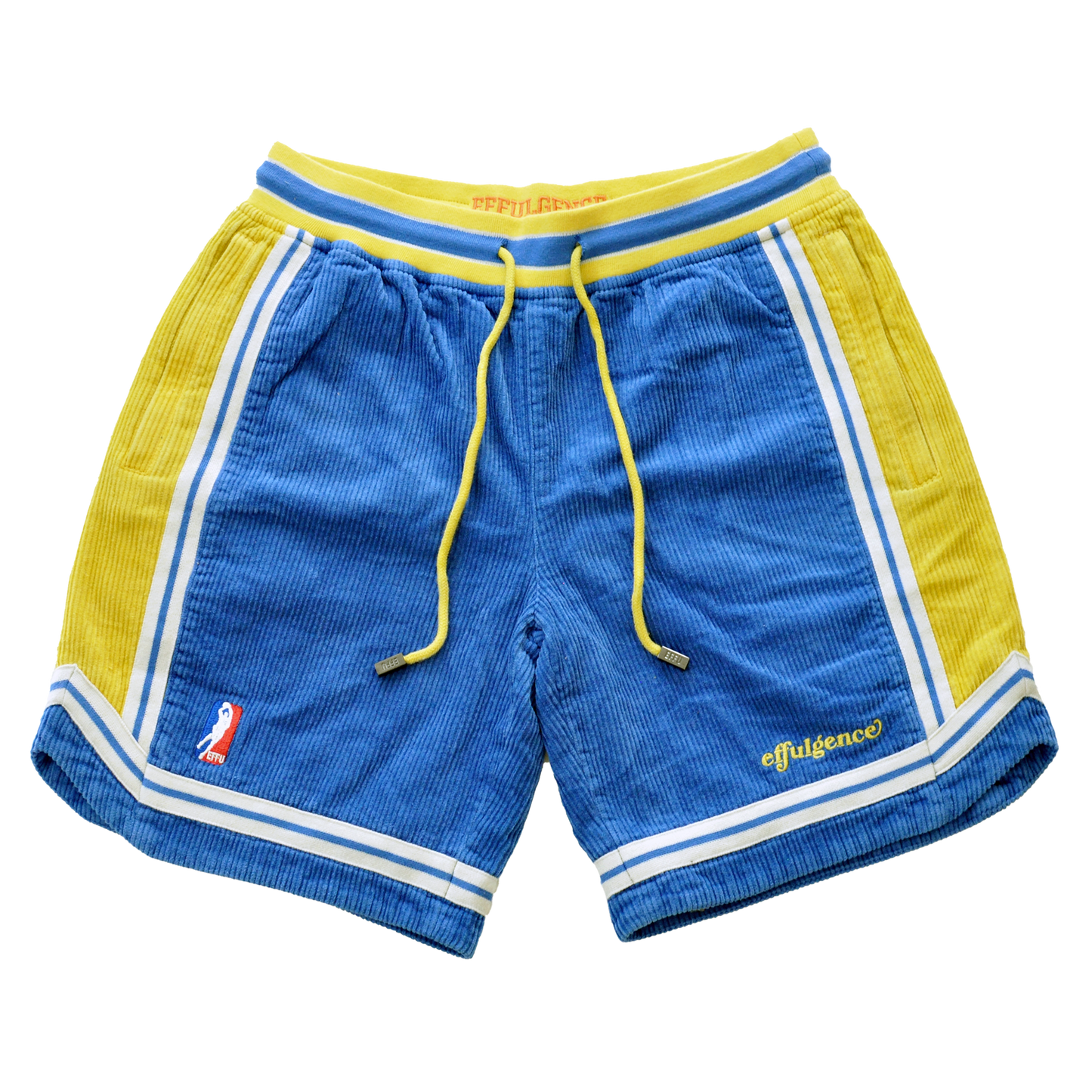 CORDUROY SHORTS - BLUE/YELLOW FADED
