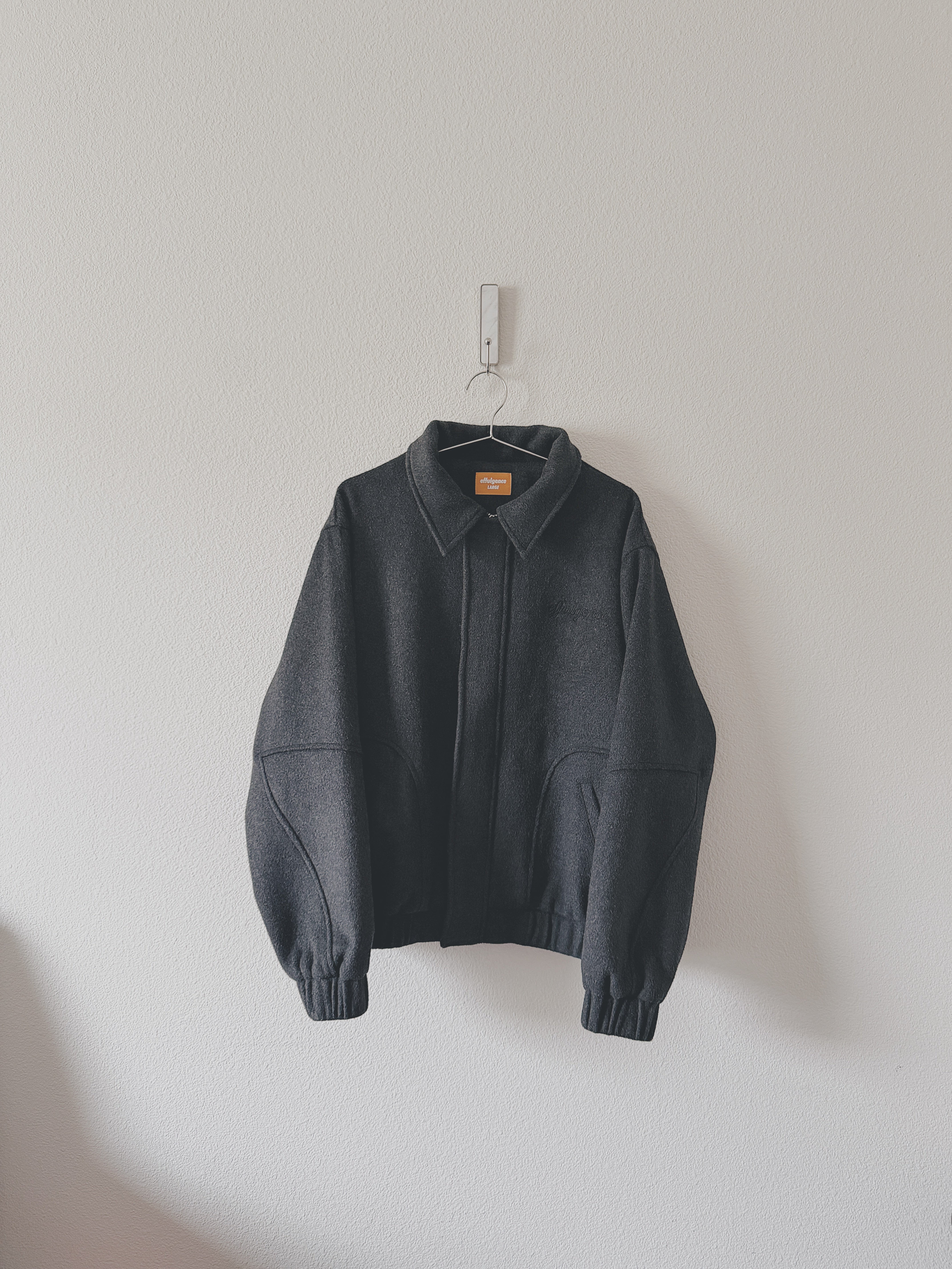 kolor ダークグレー ウールジャケット Oversized Wool Leather Collar Coat