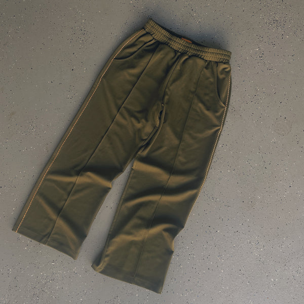 TRACK PANTS - OLIVE (ORANGE STITCH VARIANT) – effulgencesf