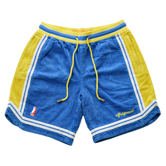 CORDUROY SHORTS - BLUE/YELLOW FADED