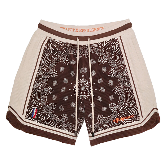 EFFULGENCE X COLLECT & SELECT - BROWN PAISLEY CORDUROY SHORTS (XS, SM, MED AVAILABLE)